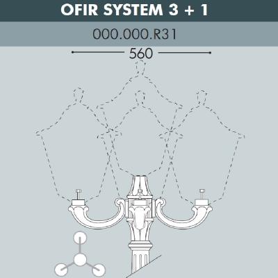 Консоль для паркового фонаря FUMAGALLI OFIR SYS 3L+1, черный