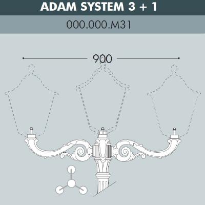 Консоль для паркового фонаря FUMAGALLI ADAM SYS 3L+1, черный