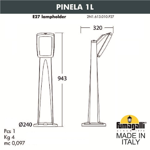 Садовый светильник-столбик FUMAGALLI PINELA 1L, белый